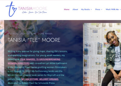 Screen shot of the TansiaMoore.com home page